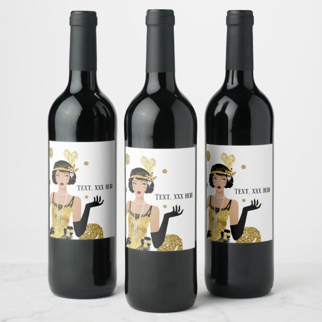 1920 Flamergatsby , Art Deco Vinflaska Etikett (Flaskor)