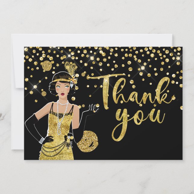 1920 flapper girl  Thank You Card Tack Kort (Framsida)