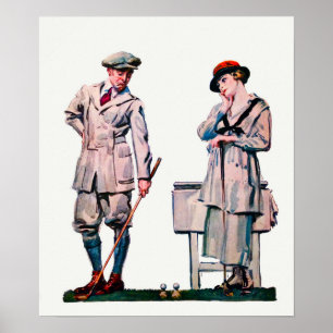 1920 Golf Watercolor-utskrift Poster