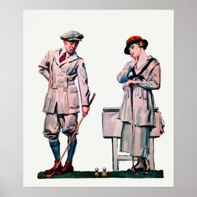 1920 Golf Watercolor-utskrift Poster (Framsidan)