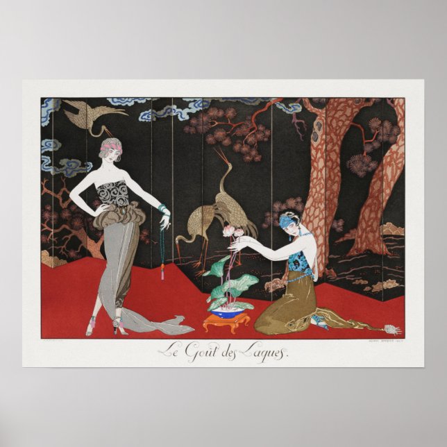 1920 Illustration av Barbier Art Deco Fransk mode Poster (Framsidan)