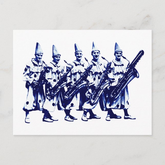 1920 Jazz Clowns, blå Vykort (Framsida)