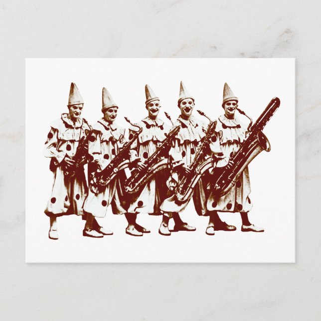 1920 Jazz Clowns, bruna Vykort (Framsida)