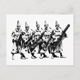 1920 Jazz Clowns, svart Vykort