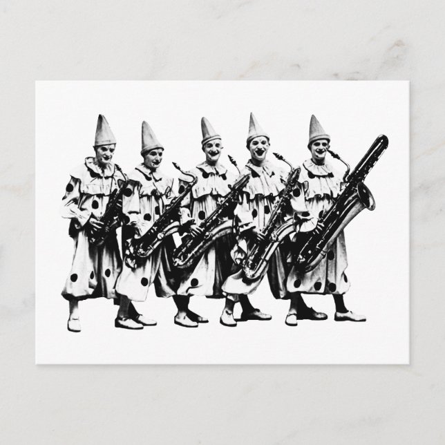 1920 Jazz Clowns, svart Vykort (Framsida)