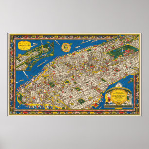 1920 Manhattan Vintage Karta Poster
