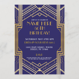 1920:s Art Deco Gatsby 30 40:e 50:e Födelsedagsfes Inbjudningar