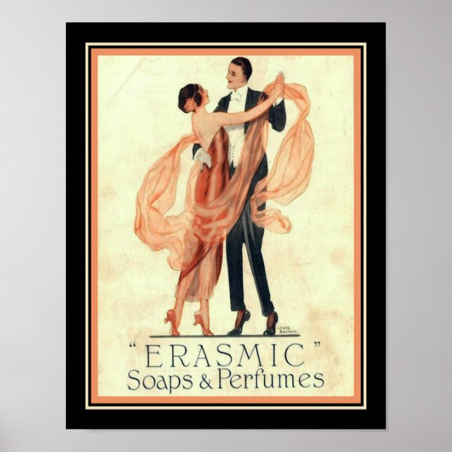 1920:s brittiska Deco Soap & Parfym Ad Poster (Framsidan)