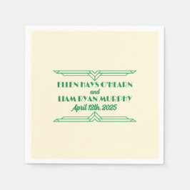 1920:s Jade på Beige Bröllop Cocktail Pappersservett