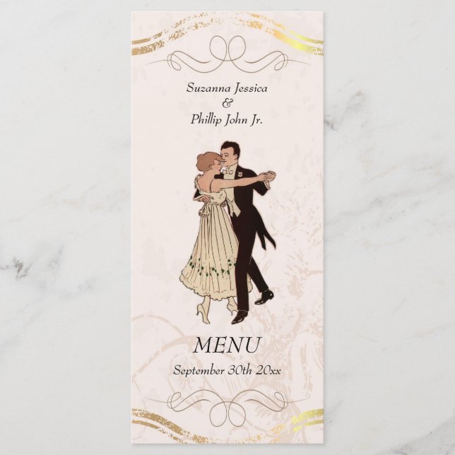 1920:s tema Bröllop Menu Meny (Framsida)