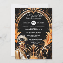 1920:s Underbara Gatsby flapper-flicka reflekterad Inbjudningar