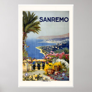 1920 San Remo Italien Vintage Resemärke Travel Pos Poster