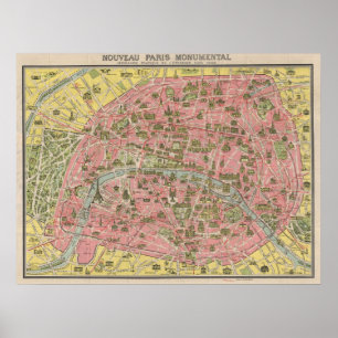 1920 sceniska siktar reser kartan av Paris, Poster