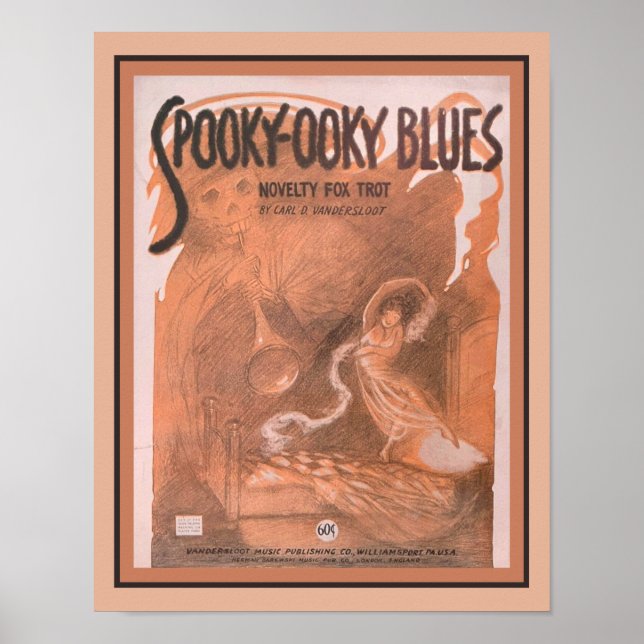 1920 Spooky-Ooky Blues Lakan Music Poster (Framsidan)