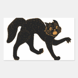 1920 Svart, svart katt Rektangulärt Klistermärke