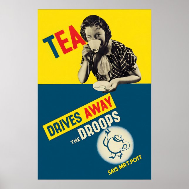 1920-tal Brittisk teaffisch Te driver bort den Poster (Framsidan)