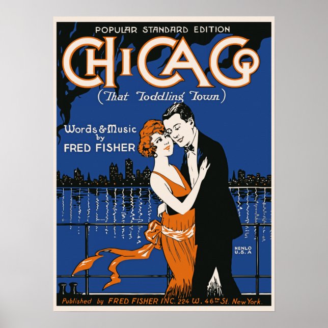 1920-talande par från stil, Chicago Music Poster (Framsidan)