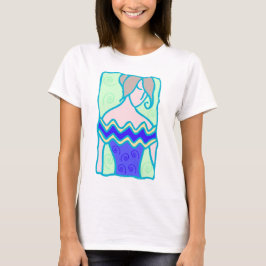 1920-talet Aquarius Woman med symbolen blå teal T-shirt