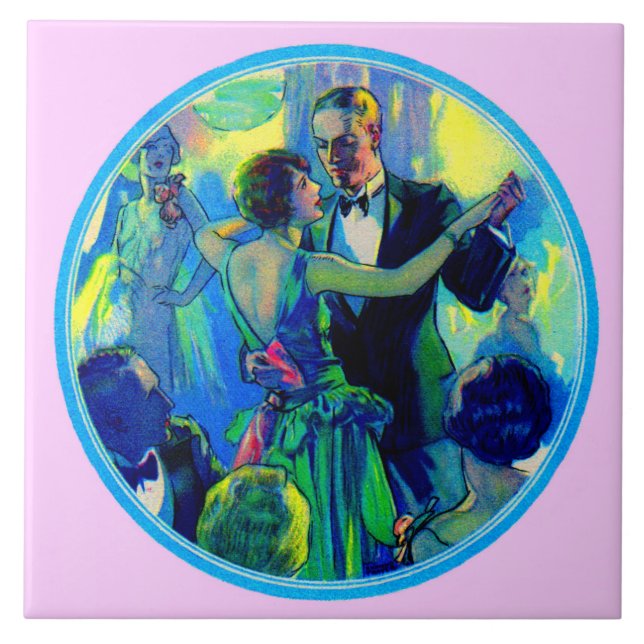 1920-talet dam och gentleman på dansen golv kakelplatta (Framsidan)