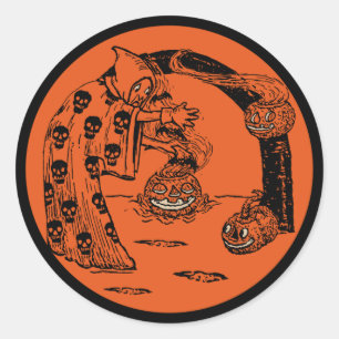1920-talet Halloween-konjurerande specialcirkus Cl Runt Klistermärke