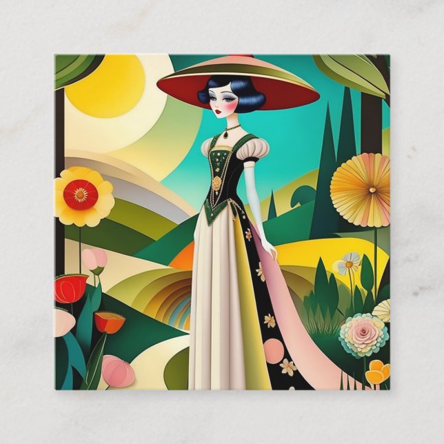 1920-talet Haute couture vintage mode Fyrkantigt Visitkort (Framsida)