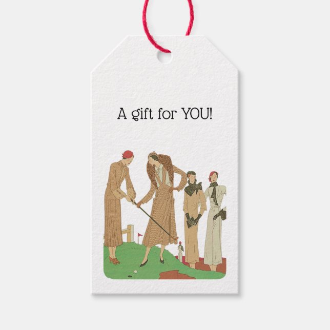 1920-talet Mode Fashionable Dam som spelar Golf Presentetikett (Framsidan)