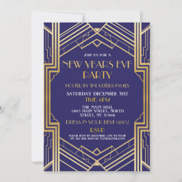 1920-talet Nyårsafton Inbjudan Gatsby Party Guld