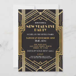 1920-talet Nyårsafton Inbjudan Gatsby Party Guld