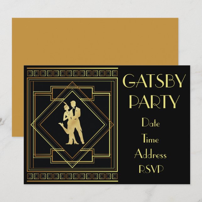 1920-talets 20-årsjubileum flapper party inbjudningar (Fram/baksida)
