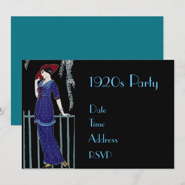 1920-talets 20-årsjubileum Gatsby Costume party Inbjudningar (Fram/baksida)