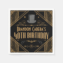 1920-talets Art Deco Black & Guld 40:e födelsedage