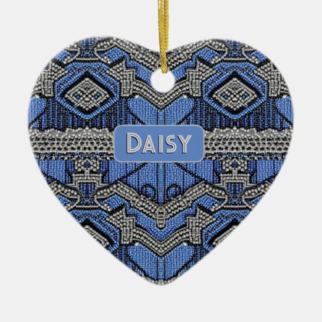 1920-talets Art Deco Blue & Silver pärlor - lägg t Julgransprydnad Keramik (Framsidan)