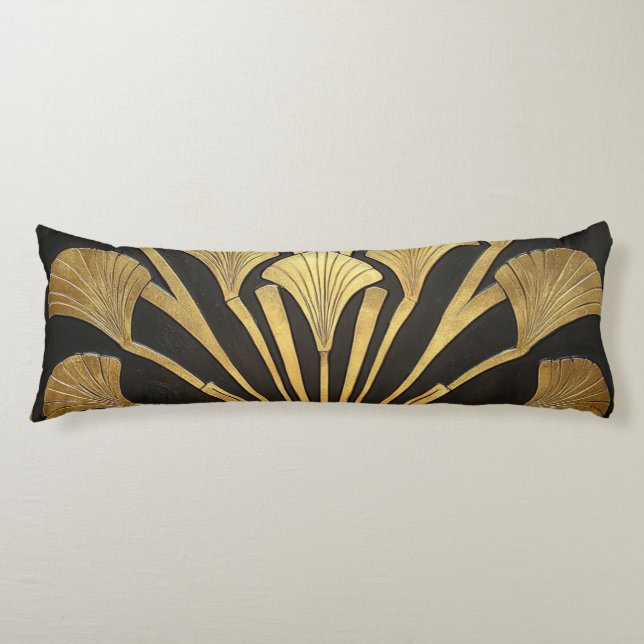 1920-talets Art Deco egyptisk guld hieroglyf blomm Kroppskudde (Framsidan)
