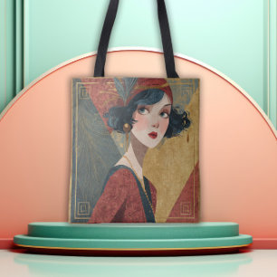 1920-talets Art Deco Flapperflicka Tygkasse