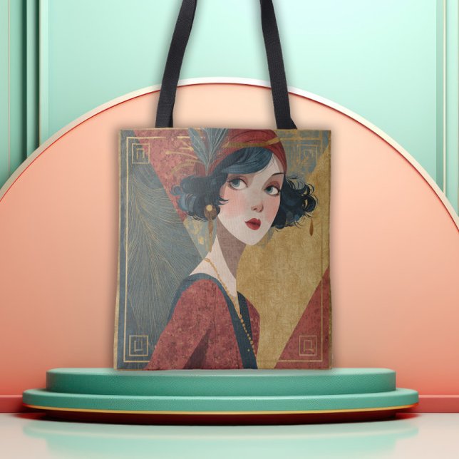 1920-talets Art Deco Flapperflicka Tygkasse (Skapare uppladdad)