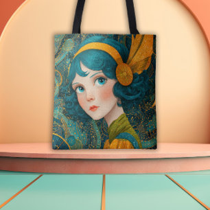 1920-talets Art Deco Flapperflicka Tygkasse