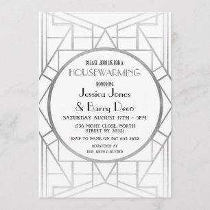 1920-talets Art Deco Gatsby Houseuppvärmning Party Inbjudningar