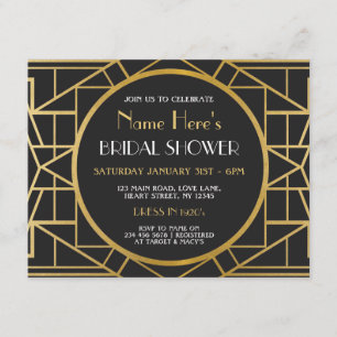 1920-talets Art Deco Gatsby Party Möhippa Inbjudan