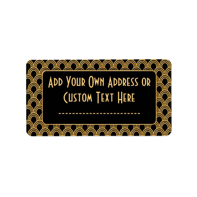 1920-talets Art Deco Geometric Fläkt Mönster Adressetikett (Framsidan)