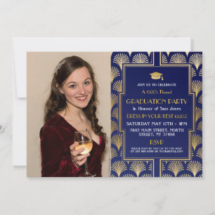 1920-talets Art Deco Guld Photo Studenten Gatsby P Inbjudningar