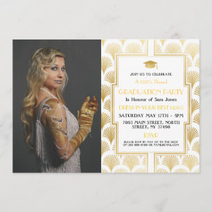 1920-talets Art Deco Guld Photo Studenten Gatsby P Inbjudningar