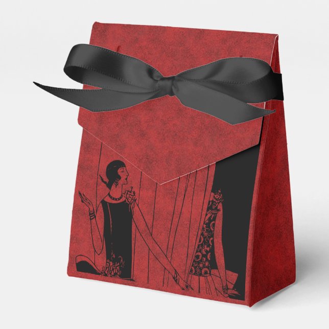 1920-talets Art Deco Mode Show Red and Black Presentaskar (Framsidan Sidan)