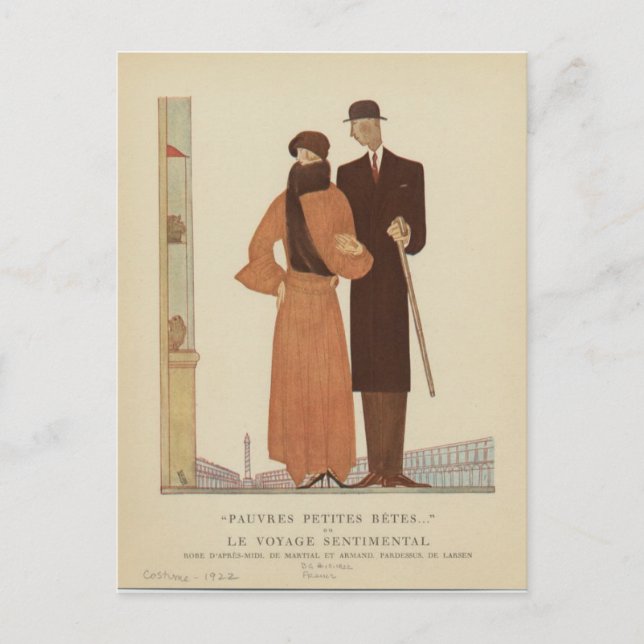 1920-talets Art Deco par ~ Sentimental Journey Vykort (Framsida)