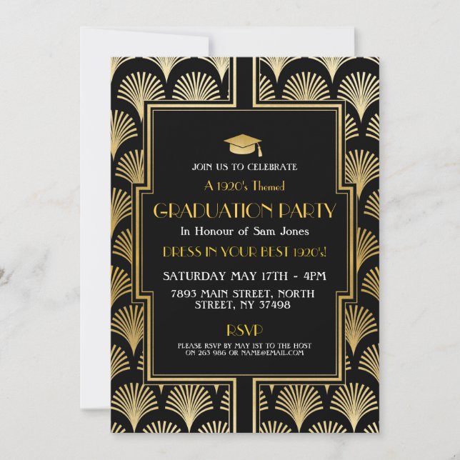 1920-talets Art Deco Studenten Inbjudan Gatsby Par (Framsida)