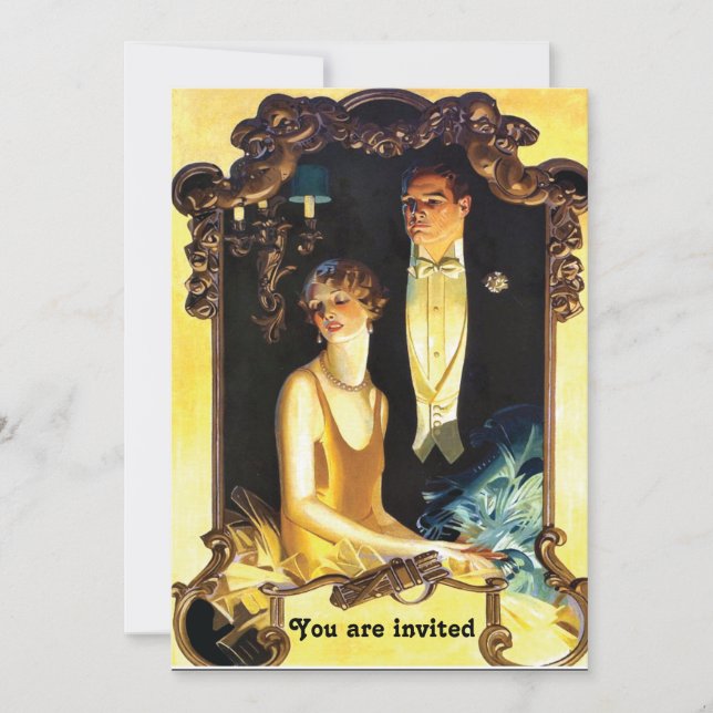 1920-talets Art Nouveau Anpassad Formell Inbjudningar (Framsida)