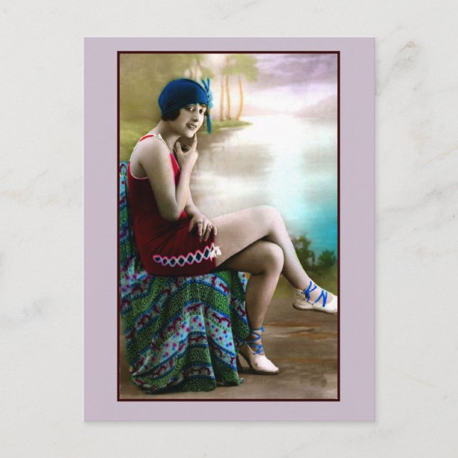 1920-talets badskönhet, blixtflicka vykort (Framsida)