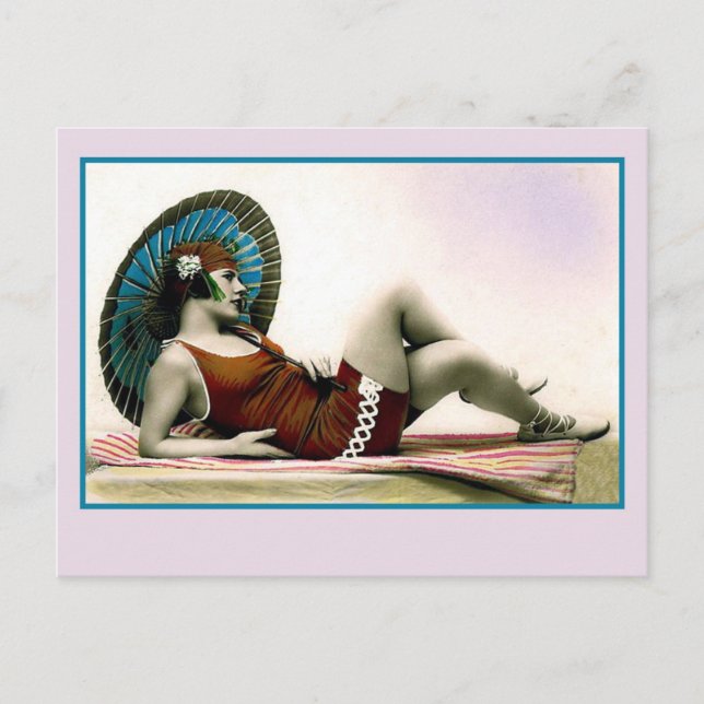 1920-talets badskönhet, blixtflicka vykort (Framsida)