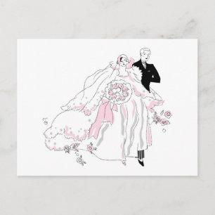 1920-talets Bride and Groom Vykort