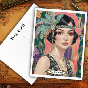 1920-talets Cocktail Elegans Flapperflicka Vykort
