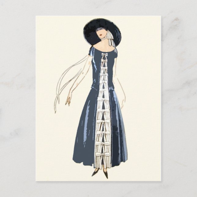 1920-talets damdag och hatt i Mode Vykort (Framsida)